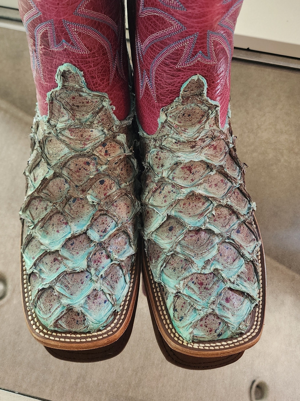 Exotic Big Bass ANDERSON BEAN Cowboy Boots with Berry Shaft 9 WOMENS NEW - Picture 7 of 7